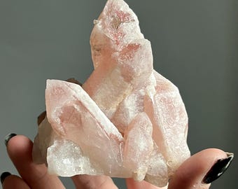 Lightning Strike Pink Dreamsicle Lemurian Quartz Cluster | Rare Self Standing Crystal