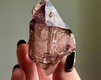 Enhydro Brandberg Amethyst Crystal | Goboboseb Harlequin Quartz Scepter with Moving Bubbles
