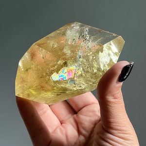 Large Golden Citrine Crystal: Untreated Rainbow Quartz Freeform