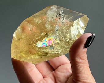 Vibrant Rainbow Citrine Crystal Freeform | Natural Golden Yellow Citrine from Brazil | Large Faceted Polished Citrine Quartz