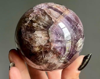 Wild Super Seven Melody Stone Sphere | Phantom Amethyst + Cacoxenite + Rutile | 74mm Large Crystal Sphere | Espírito Santo, Brazil