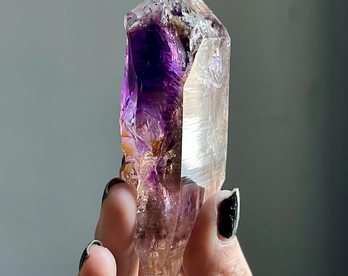 Featured listing image: Streep Mine Deep Purple Amethyst | Rare Enhydro Goboboseb Quartz, Blue Flash from Namibia