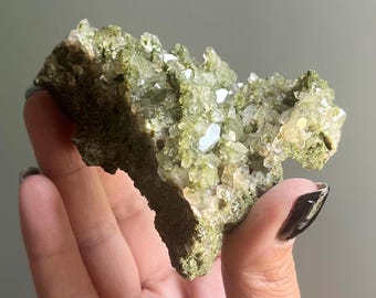 Forest Epidote Quartz Crystal | Green Fairy Druzy with Dow + Rare Formations | Hakkari Turkey