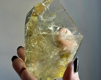 Radiant Natural Citrine + Rainbows | High Grade Untreated Citrine Quartz from Brazil | Large Golden Yellow Citrine Crystal Freeform