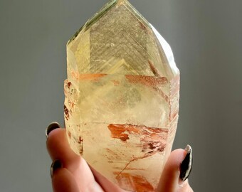 Hematite Lithium Citrine Lemurian Phantom Quartz + Green Chlorite | New Find | Blood Citrine | Citrine Pink Lithium Quartz Crystal