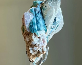 Blue Cap Watermelon Tourmaline + Indicolite Tourmalated Quartz | Tricolor Tourmaline | Teal Green Blue + Pink Rubellite | Sapo Mine