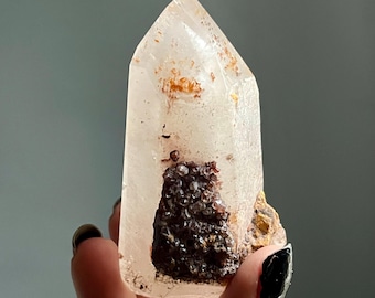 Elestial Snow Rose Dreamcoat Lemurian Phantom Quartz Channeling Crystal | Record Keeper + Pink Lithium | Red Amphibole + Druzy