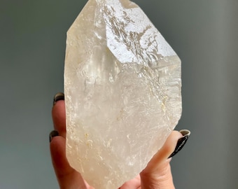 Lightning Strike Golden Lemurian Isis Quartz Record Keeper | Rare Find | 537g Large Golden Healer Lightning Quartz Master Crystal