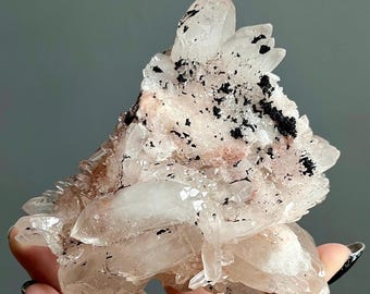 WILD Dow Pink Lithium Elestial Quartz Cluster | Pink Phantom Master Record Keeper | 697g | Large Lithium Quartz Statment Crystal