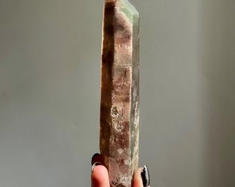 Dow Pink Green Phantom Citrine Lemurian Quartz Laser | Lithium, Chlorite Master Crystal Point