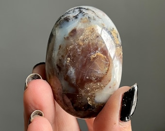 Rare Andean Blue Opal Crystal Palm Stone | Dendritic Opal from Peru (265ct)
