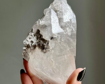 Elestial Lightning Strike Black Phantom Lemurian Quartz Master Record Keeper | Gray Lithium + Black Tourmaline + Manifestations