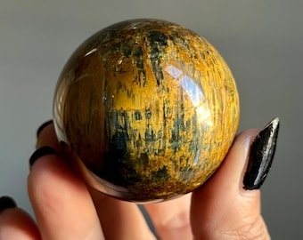 Chatoyant Blue Pietersite Crystal Sphere | Amphibole Rutile, Gold Flash | Tempest Stone | Namibia, South Africa