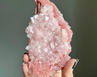 Large Deep Pink Halite Cluster | 392g | Searles Lake Heart Shaped Crystal, Rare Formations