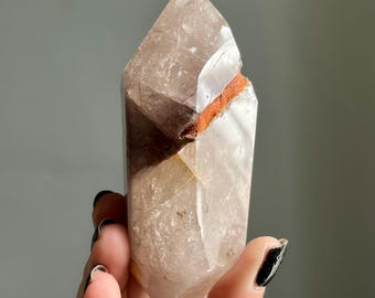 Large Pink Lithium Phantom Quartz Freeform from Brazil | Golden Healer, Hematite, Rare Inclusions
