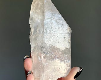 Elestial Lightning Strike Quartz Tabby in Rare Form | Manifestations + Record Keepers | Large Lemurian Lightning Quartz Crystal Point