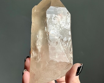 Natural Citrine Lightning Strike Lemurian Quartz | Large Isis Crystal Point, 451g | Diamantina, Brazil