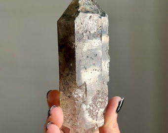 Lustrous Chlorite Himalayan Quartz Crystal | Very Rare Find | Elestials, Record Keepers, Green Phantoms