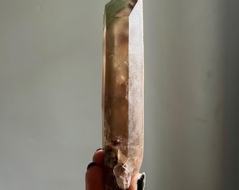 Dow Pink Green Phantom Lemurian Quartz | 6” Citrine Laser Crystal Point, Lithium, Chlorite