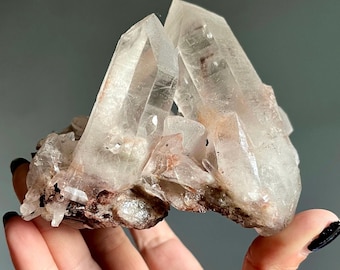 548g Dow Pink Lithium Lemurian Inclusion Quartz Crystal Statement Piece | Rare Find | Elestials + Manifestations + Record Keepers