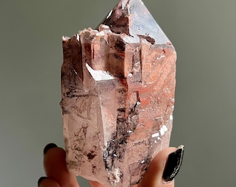 Elestial Lithium Red Dragon Quartz | Record Keeper Crystal, Specularite Druzy