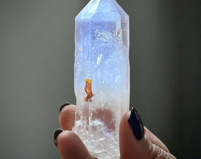 Featured listing image: Lightning Strike Blue Needle Lemurian Quartz Channeling Crystal | Very Rare Find | Manifestations, Record Keeper, Angel Feathers