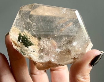 Pink Lithium Quartz Freeform + Green Phantom Garden Quartz | Green Chlorite Lithium Inclusion Quartz | Manifestation + Pink Druzy
