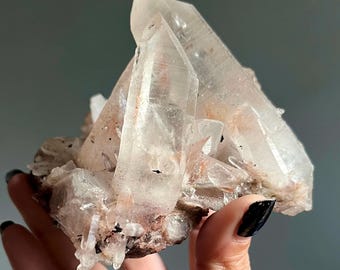 Very Rare Pink Lemurian Quartz Cluster | Dow, Elestials, Record Keepers | Large Crystal Specimen (548g)