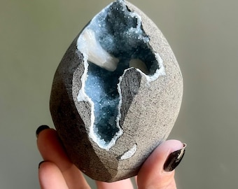 Unique Blue Chalcedony Apophyllite Stilbite Crystal Specimen | Rare Zeolite Cluster from India