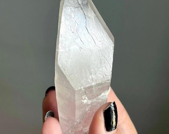 DT Lightning Strike Lemurian Quartz Master Record Keeper + Black Tourmaline | Ancient Etchings + Lightning Mark + Black Phantoms