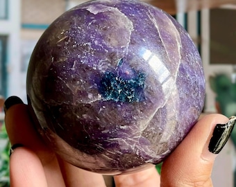 Blue Indicolite Lepdiolite Citrine Pink Tourmaline Unicorn Stone Sphere | Large Lithium Crystal Sphere | Rubellite + Smoky Citrine