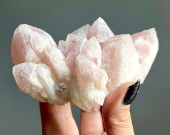 Rare Pink Dreamsicle Lemurian Root Quartz Cluster + Record Keepers | Scarlet Temple Pink Phantom Quartz + Elestial White Dreamcoat