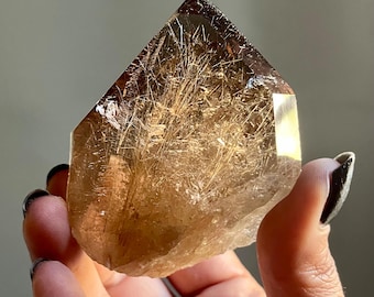 Rare Natural Cognac Citrine w/ Golden Rutile | Saturated High Grade Gold Rutilated Citrine Quartz Crystal Point
