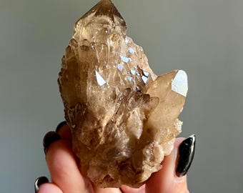 Phantom Kundalini Citrine Cathedral Quartz | Cascading Crystal Cluster + Etching | Lwena, Congo
