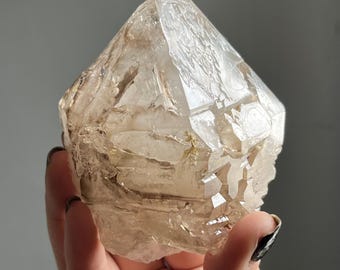 Trigonic Smoky Citrine Elestial Quartz Crystal | Phantoms, Enhrdro’s, Clay Inclusions | 317g | Araçuaí Brazil