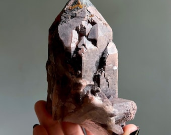 Statement Lithium Red Dragon Elestial Quartz | 554g | Trigonic Crystal, Specularite Druzy