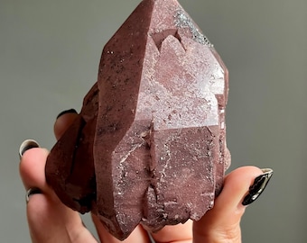 Trigonic Red Dragon Elestial Quartz w/ Pink Lithium + Hematite | Master Record Keeper Phantom Quartz Crystal + Specularite Druzy