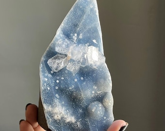 Rare Blue Chalcedony Apophyllite Druzy Cathedral | Stilbite, Record Keepers | Large Zeolite Crystal (584g)