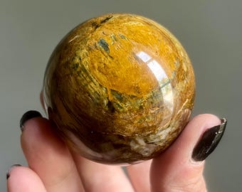 Chatoyant Pietersite Crystal Sphere | Blue Amphibole Rutile, Fiery Gold Flash | 221g | Tempest Stone
