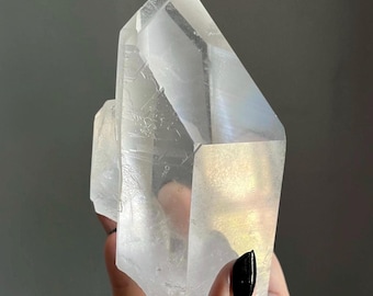 839g White Phantom Lemurian Quartz Record Keeper | Large Starbrary Phantom Quartz Crystal Point | Rare Find | Private Mine, Brazil