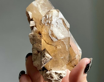Natural Citrine from Zambia | Twin Skeletal Quartz Scepters + Channeling Crystals, Trigonic Record Keepers