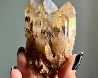Very Rare Dow Congo Citrine Kundalini Dendritic Quartz + Red Phantoms | Natural Honey Citrine Cathedral Quartz Crystal Specimen