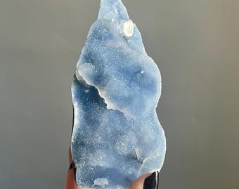 Icy Blue Chalcedony Apophyllite Druzy Crystal Cathedral | Large Zeolite Statement Piece (483g)