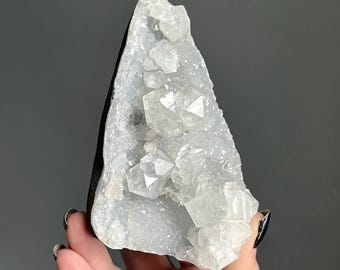 Blue Chalcedony Apophyllite Crystal Cluster | Zeolite Cathedral, 382g