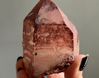 Isis Lithium Red Dragon Quartz | Elestial Record Keeper Crystal, Specularite Druzy, 320g