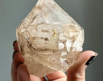 Smoky Citrine Elestial Quartz | Enhrdro Crystal, Clay Inclusions, Record Keepers | 317g | Araçuaí Brazil