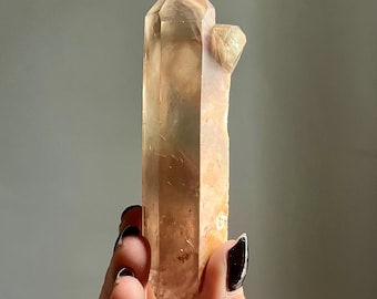Citrine Pink Green Phantom Lemurian Quartz | Lithium Chlorite Isis Crystal Point from Brazil
