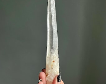 6.8” Elestial Lemurian Laser Quartz Wand | Diamantina Lemurian Seed Light Crystal | Bent Quartz | Wild Key Portals + Ancient Marks