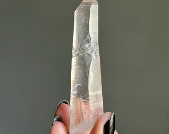 Lighting Strike Lemurian Laser Quartz Channeling Crystal Point | Water Clear | Self Healed + Record Keepers | Diamantina, Brazil