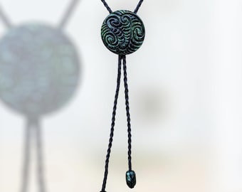 Bespoke Hand-Carved New Zealand Douglas Stone Bolo Tie